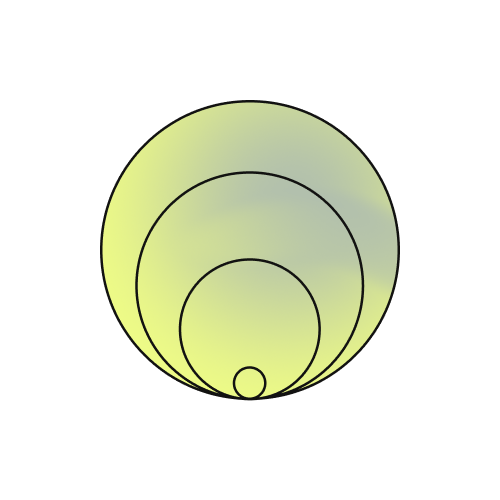 Círculos concêntricos, criando um padrão de níveis circulares.